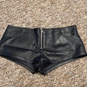 Edikted Black Low Waist Leather Shorts